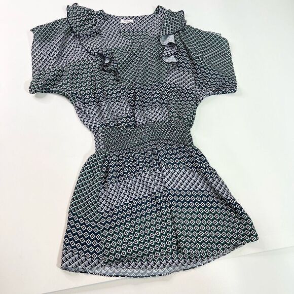 Parker Luisa Mini Dress Womens Medium Multicolor Geometric Print Flutter Sleeve - Picture 1 of 12
